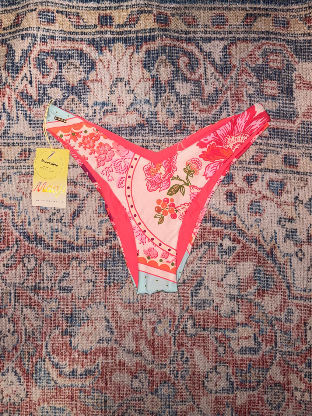 Maaji Floral Groove Valerya Regular Rise Double V Bikini Bottoms Sz L Nwt — image 3 of 6